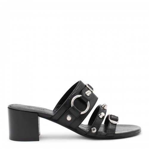 BLACK LEATHER CITY SANDALS
