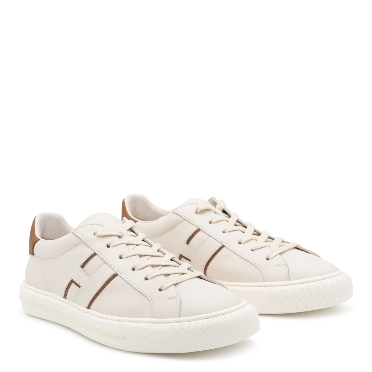 WHITE AND BROWN LEATHER H691 SNEAKERS WHITE AND BROWN LEATHER H691 SNEAKERS