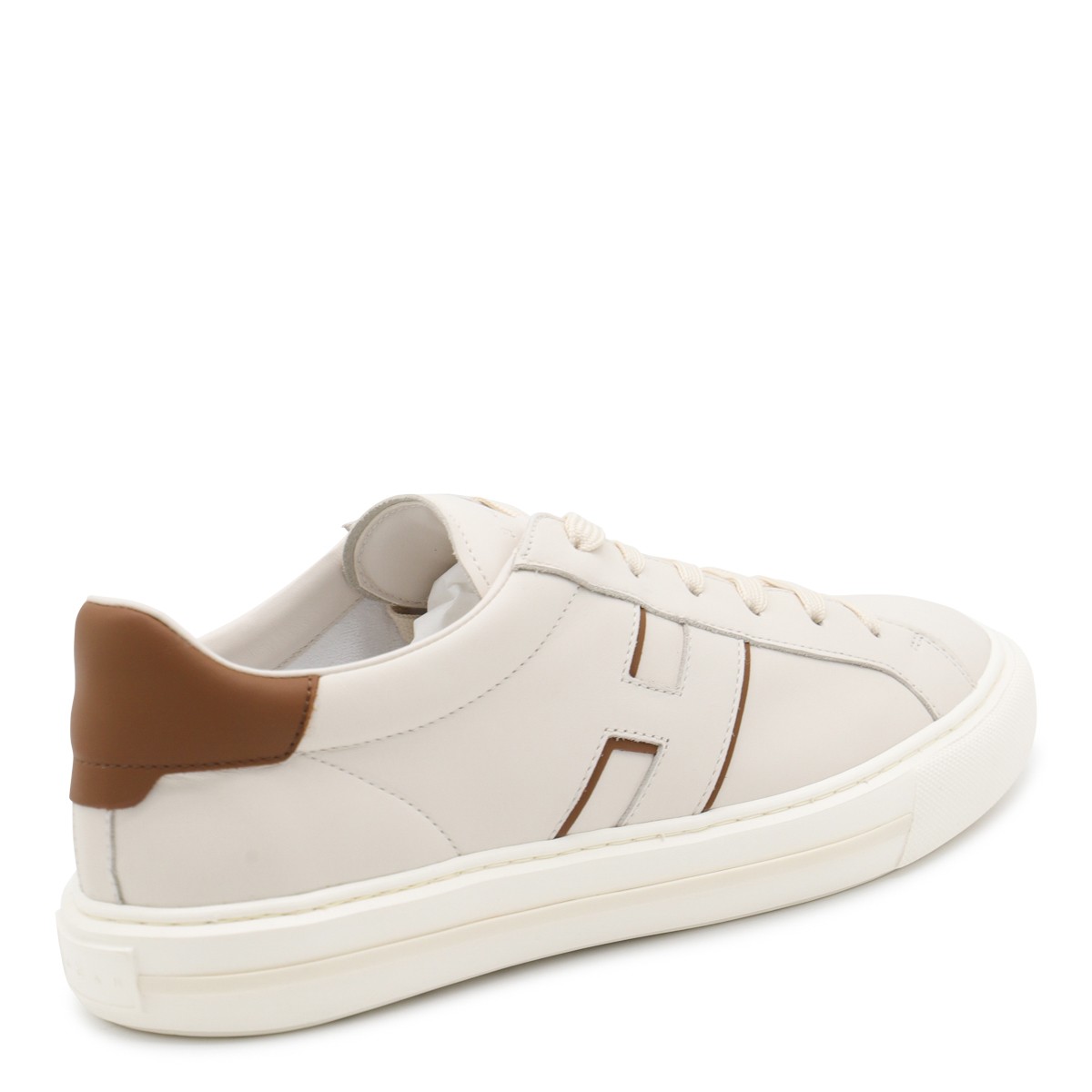 WHITE AND BROWN LEATHER H691 SNEAKERS WHITE AND BROWN LEATHER H691 SNEAKERS