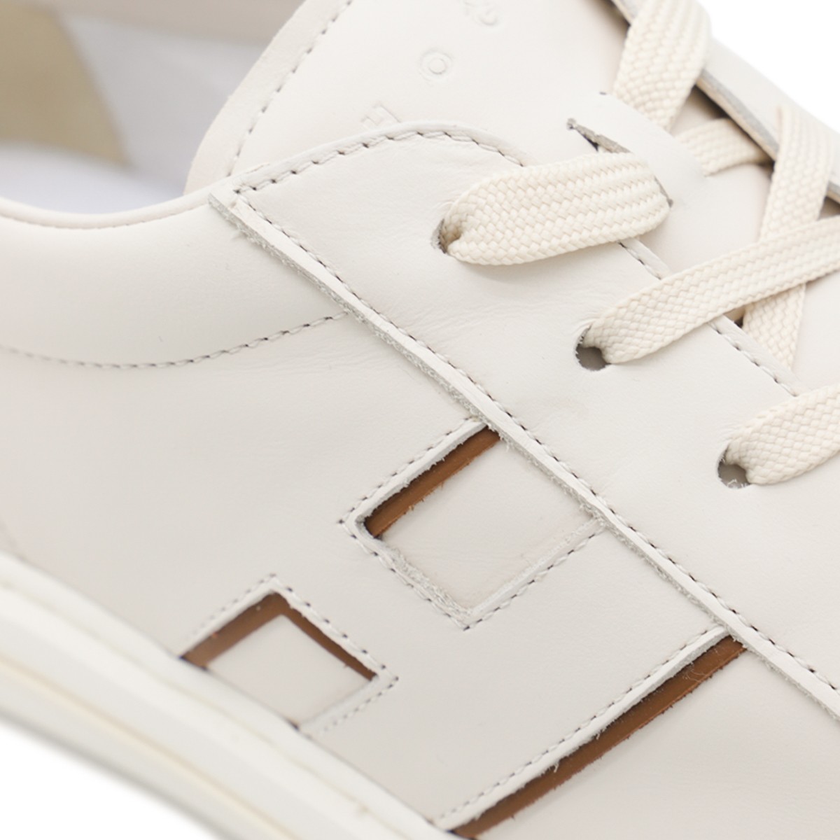 WHITE AND BROWN LEATHER H691 SNEAKERS WHITE AND BROWN LEATHER H691 SNEAKERS