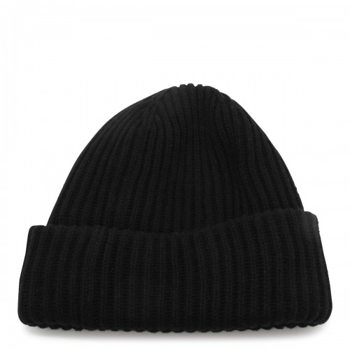 BLACK WOOL BLEND BEANIE