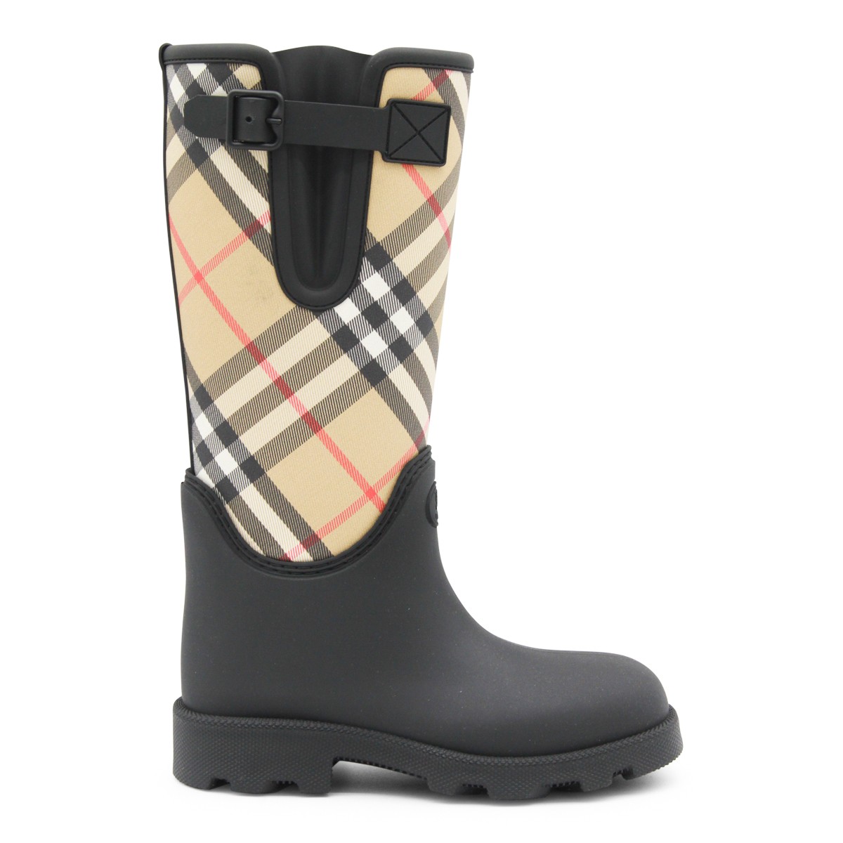 BLACK AND BEIGE MARSH STAMP BOOTS
