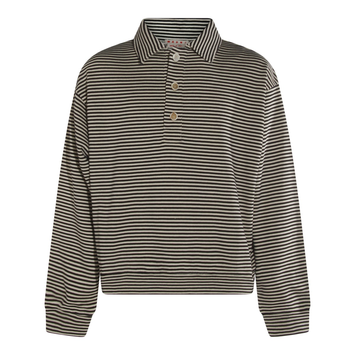 WHITE AND BLACK COTTON SWEATSHIRT
