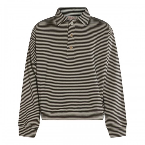 WHITE AND BLACK COTTON SWEATSHIRT