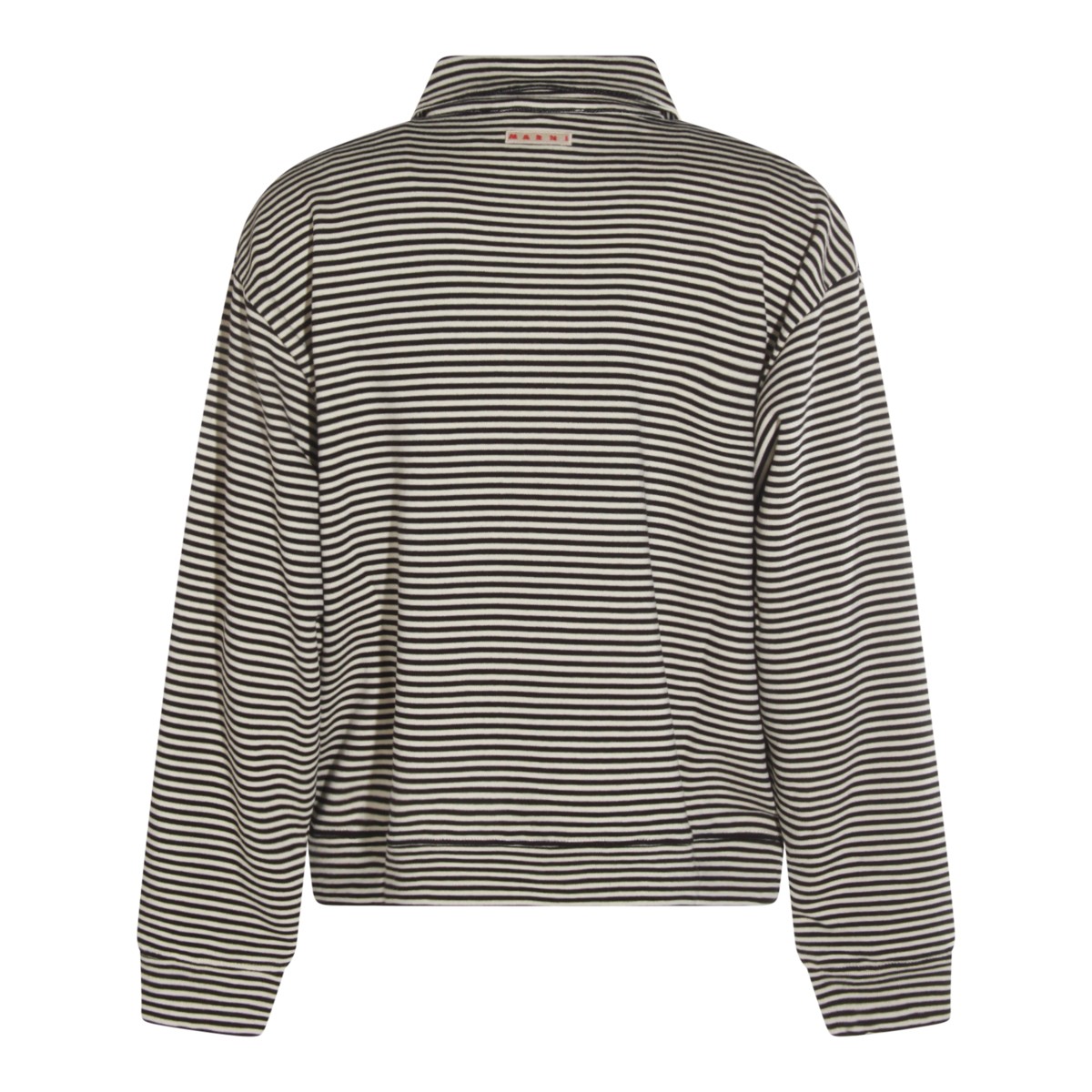 WHITE AND BLACK COTTON SWEATSHIRT WHITE AND BLACK COTTON SWEATSHIRT