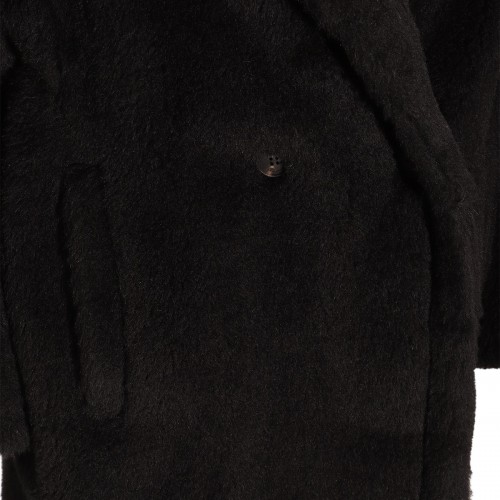 BLACK WOOL TEDGIRL COAT