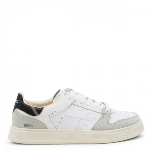 WHITE AND GREY LEATHER QUINN SNEAKERS