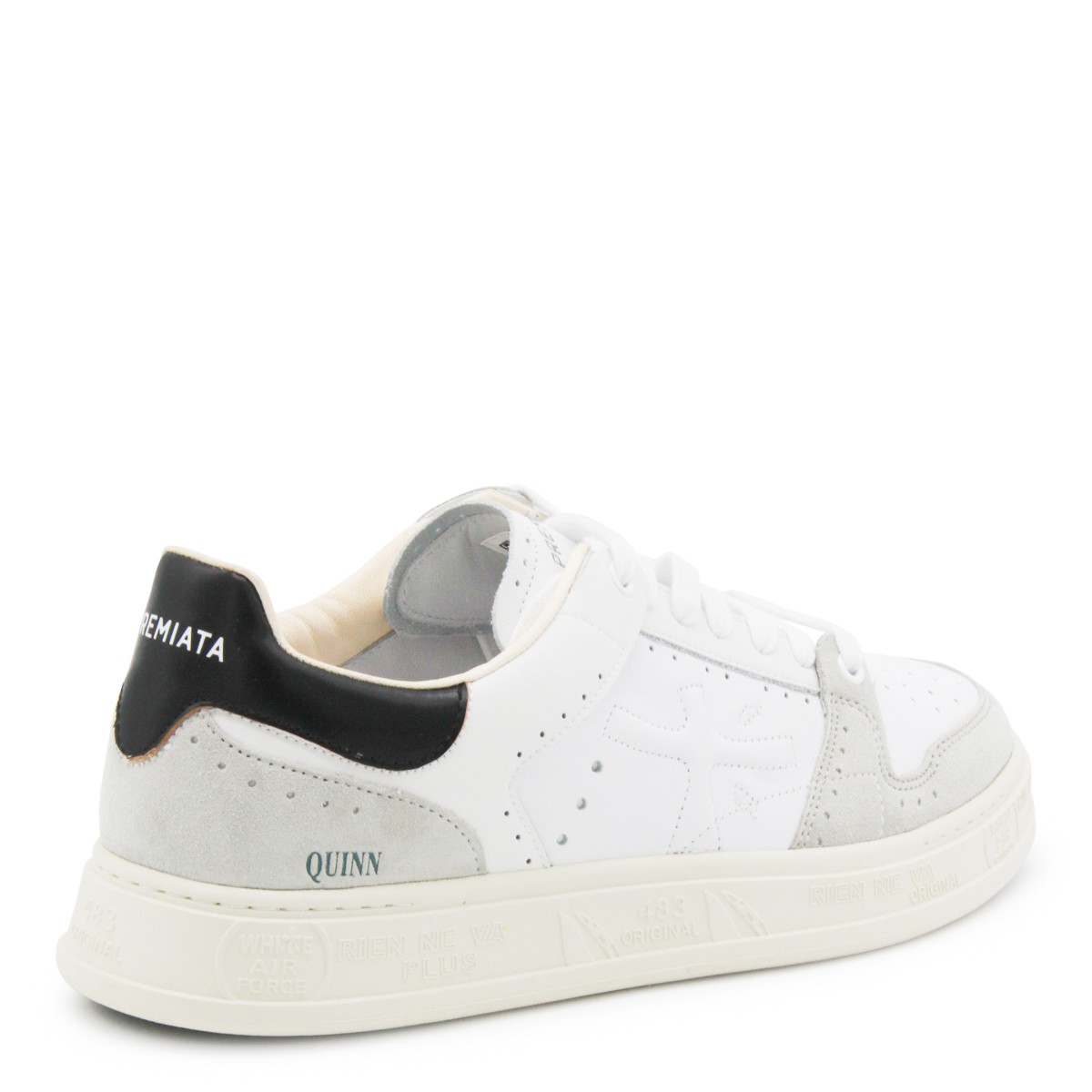 WHITE AND GREY LEATHER QUINN SNEAKERS