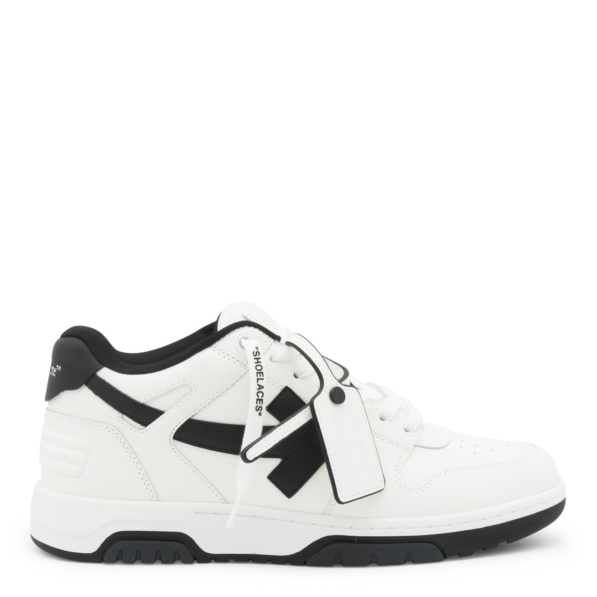 WHITE AND BLACK LEATHER OUT OF OFFICE SNEAKERS