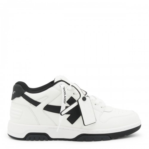 WHITE AND BLACK LEATHER OUT OF OFFICE SNEAKERS