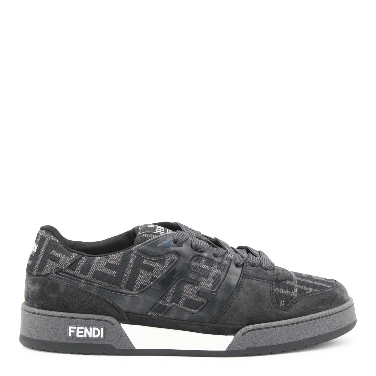 BLACK AND GREY LEATHER SNEAKERS