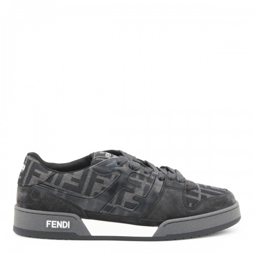 BLACK AND GREY LEATHER SNEAKERS