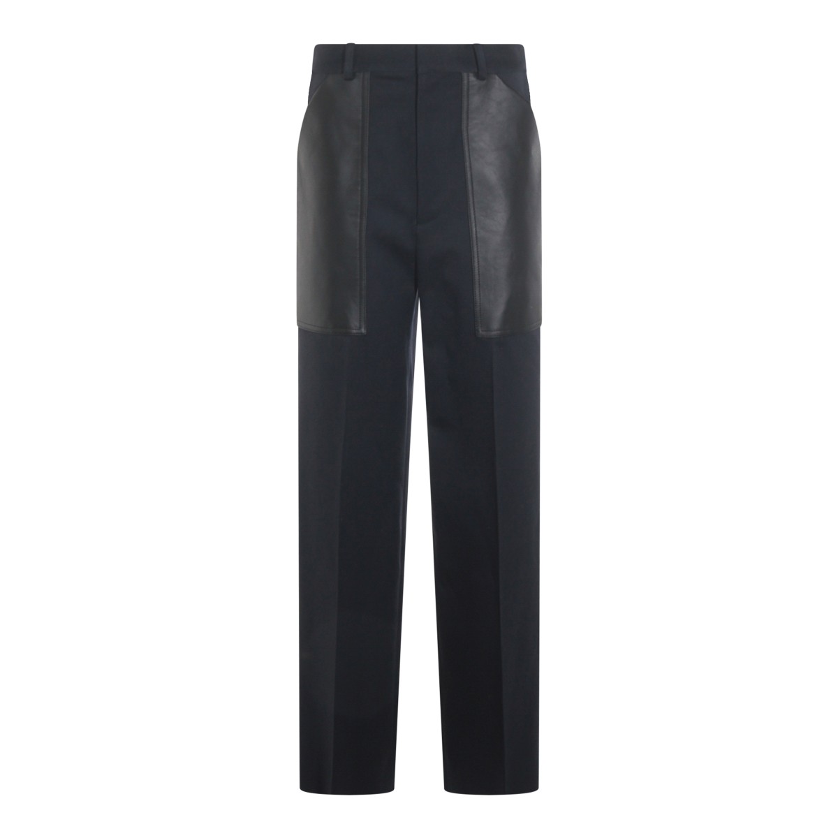 DARK BLUE COTTON WOOL BLEND PANTS