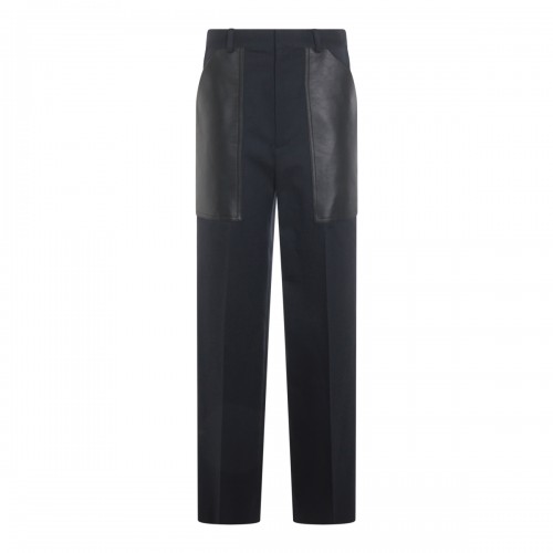 DARK BLUE COTTON WOOL BLEND PANTS