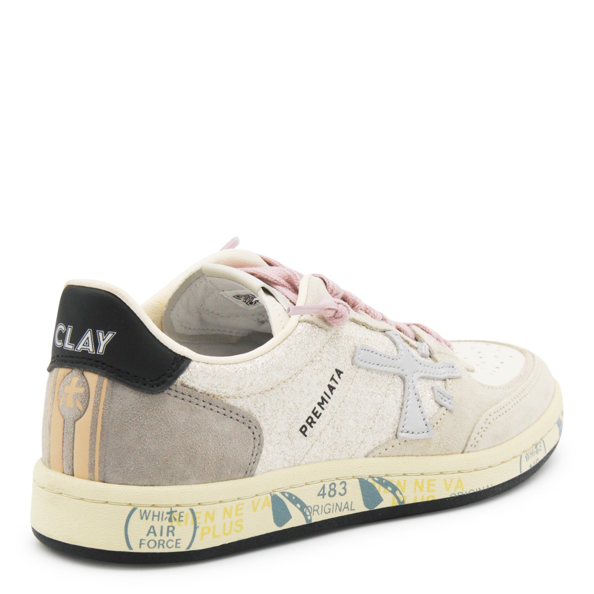 BEIGE LEATHER BASKET CLAYD SNEAKERS