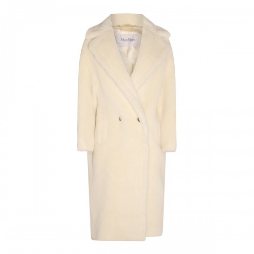 WHITE WOOL TEDGIRL COAT