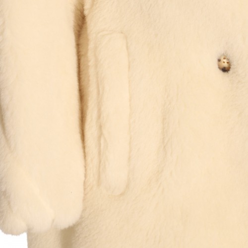 WHITE WOOL TEDGIRL COAT