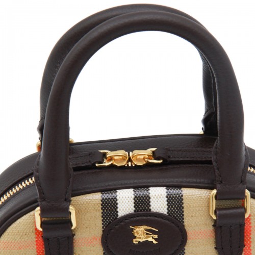 BEIGE COTTON LL HIGHLANDS MINI BOWLING TOP HANDLE BAG