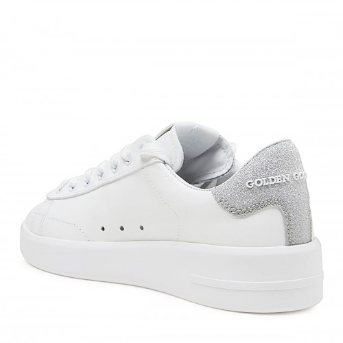 WHITE AND SILVER LEATHER PURE STAR SNEAKERS