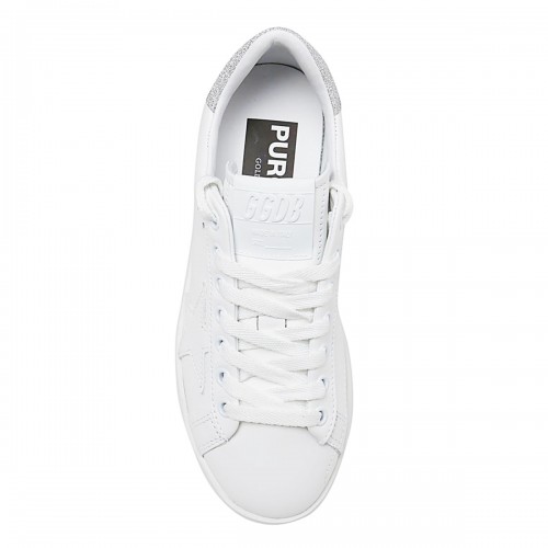 WHITE AND SILVER LEATHER PURE STAR SNEAKERS