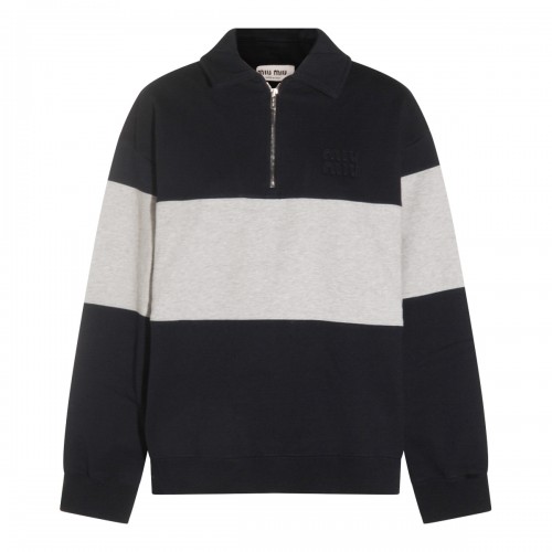 BLUE AND GREY COTTON SWEATSHIRT