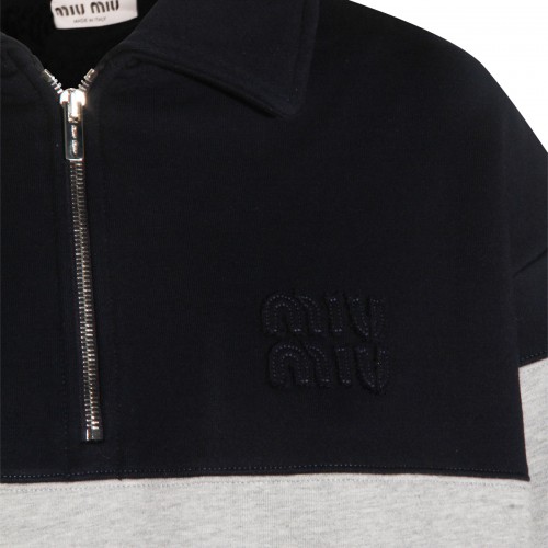 BLUE AND GREY COTTON SWEATSHIRT