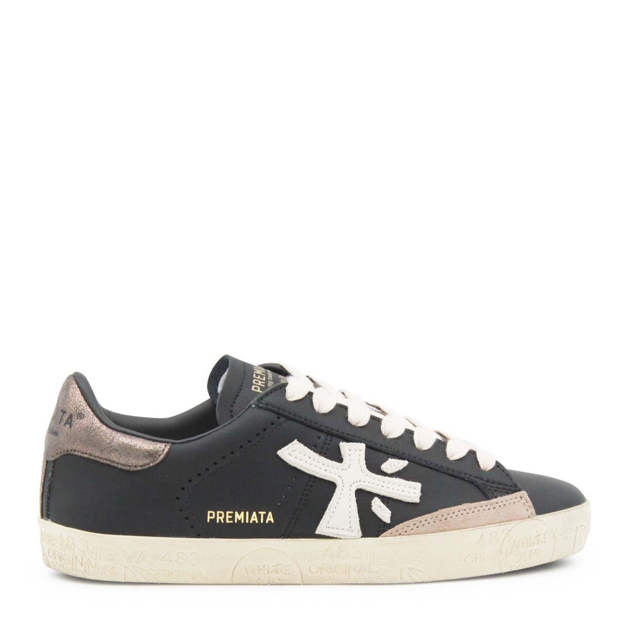 BLACK LEATHER STEVEND SNEAKERS