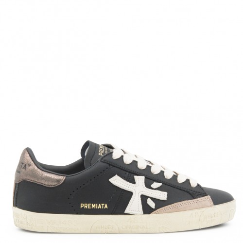 BLACK LEATHER STEVEND SNEAKERS