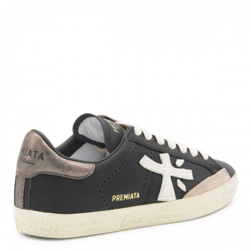 BLACK LEATHER STEVEND SNEAKERS