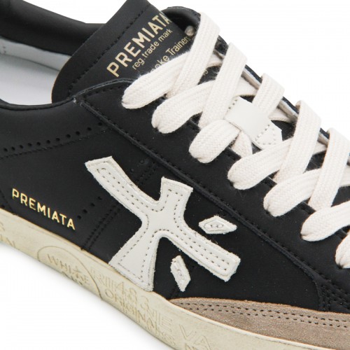 BLACK LEATHER STEVEND SNEAKERS
