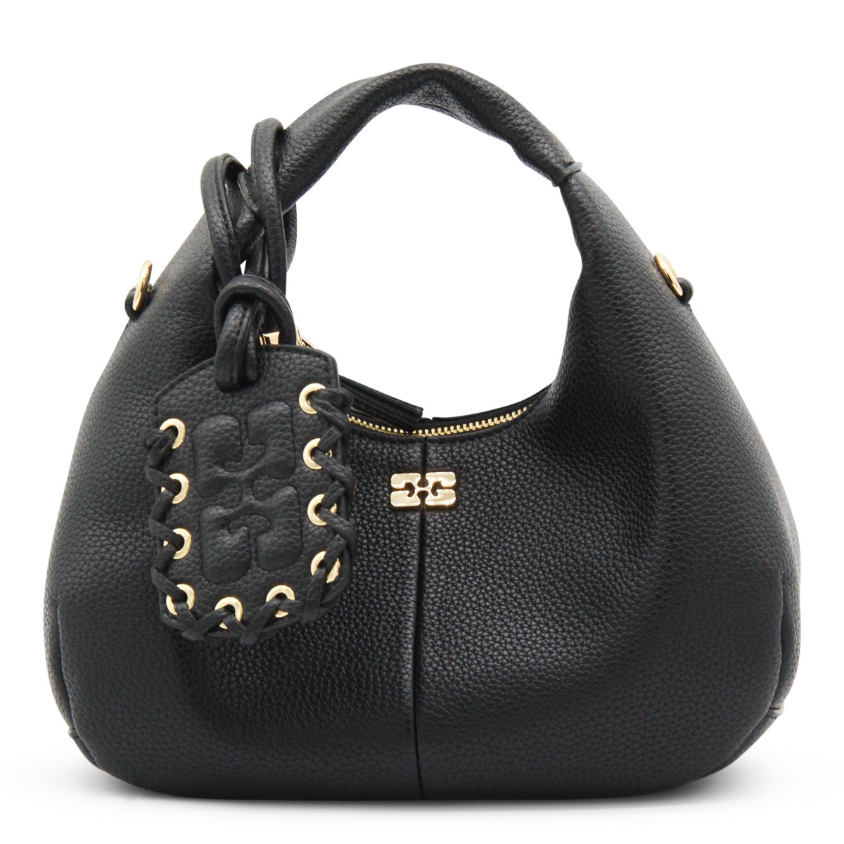 BLACK LEATHER TOP HANDLE BAG
