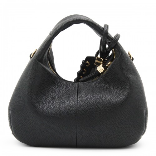 BLACK LEATHER TOP HANDLE BAG