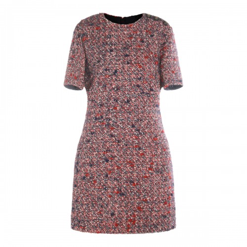 BLUE AND RED WOOL DRESS