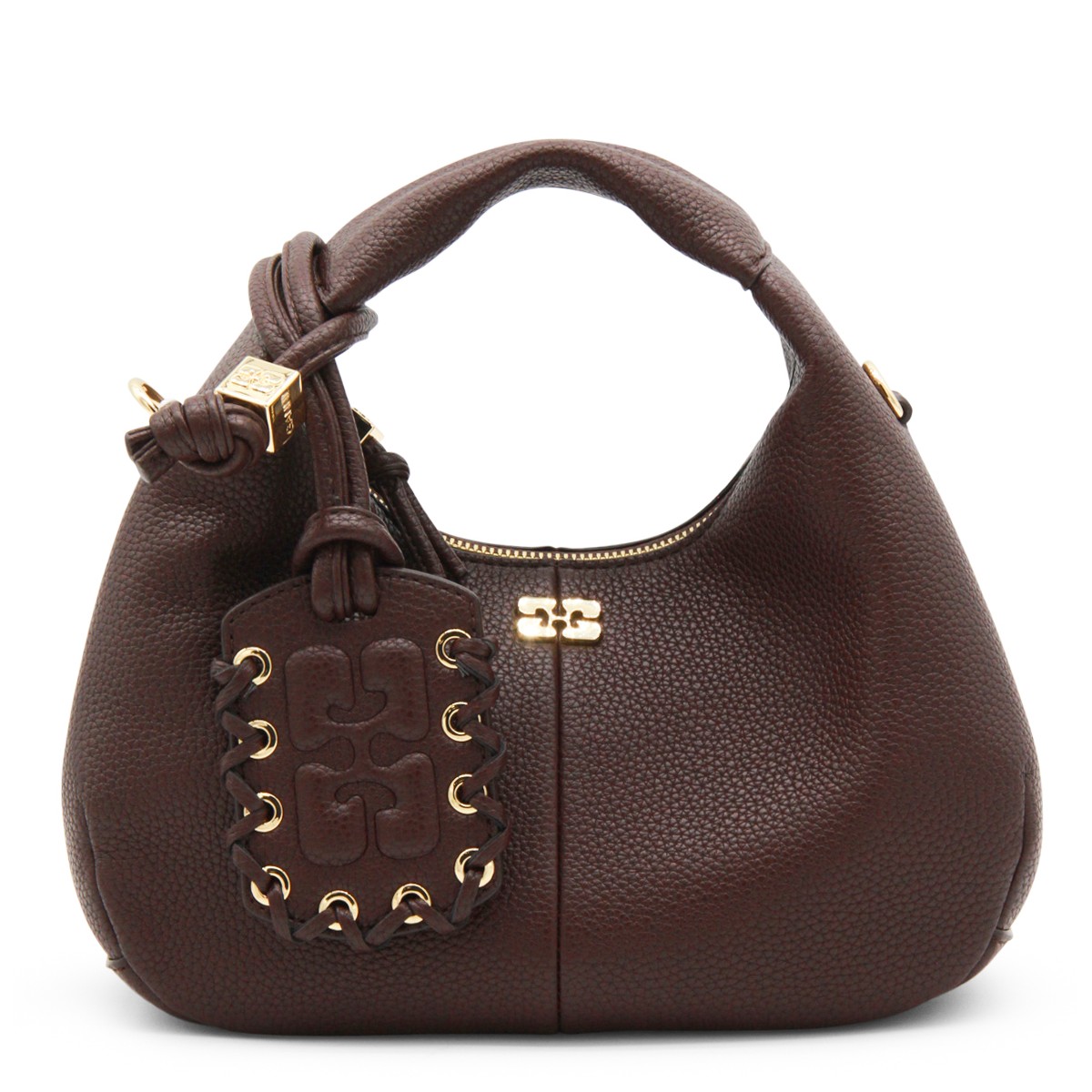 DARK BROWN LEATHER TOP HANDLE BAG