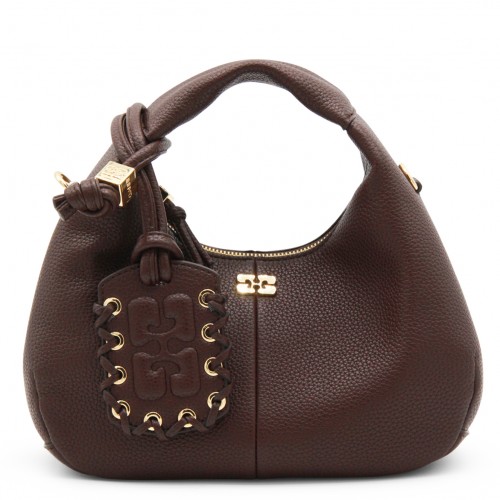 DARK BROWN LEATHER TOP HANDLE BAG