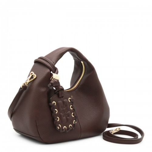 DARK BROWN LEATHER TOP HANDLE BAG
