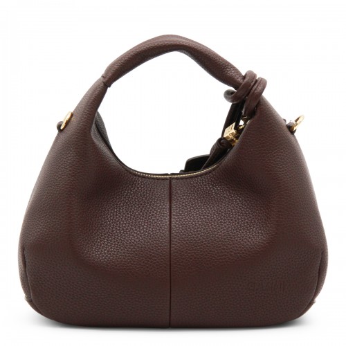 DARK BROWN LEATHER TOP HANDLE BAG