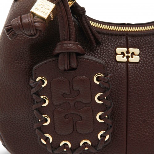 DARK BROWN LEATHER TOP HANDLE BAG