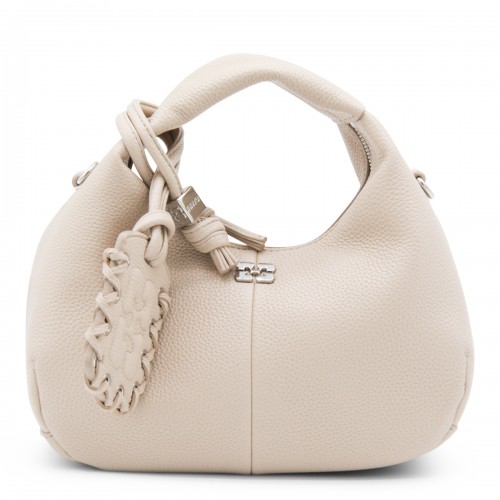 WHITE LEATHER TOP HANDLE BAG