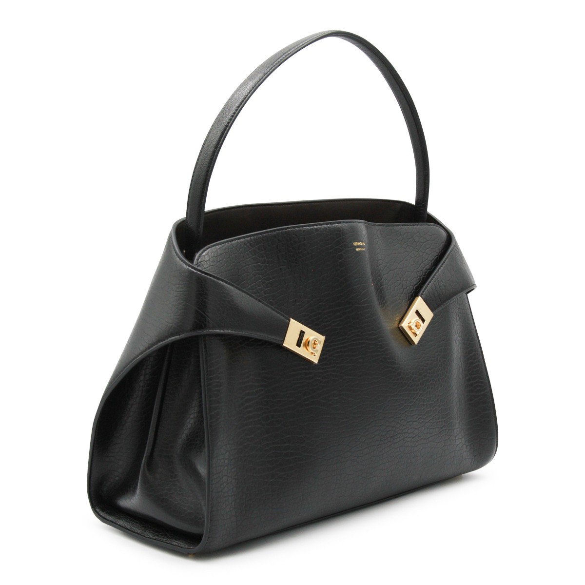 BLACK LEATHER HUG M SHOULDER BAG