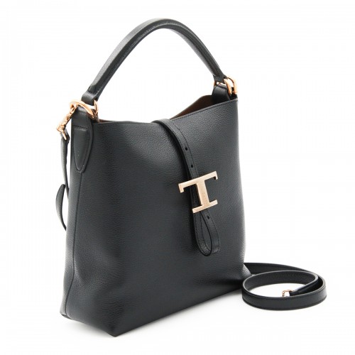 BLACK LEATHER T TOP HANDLE BAG 2