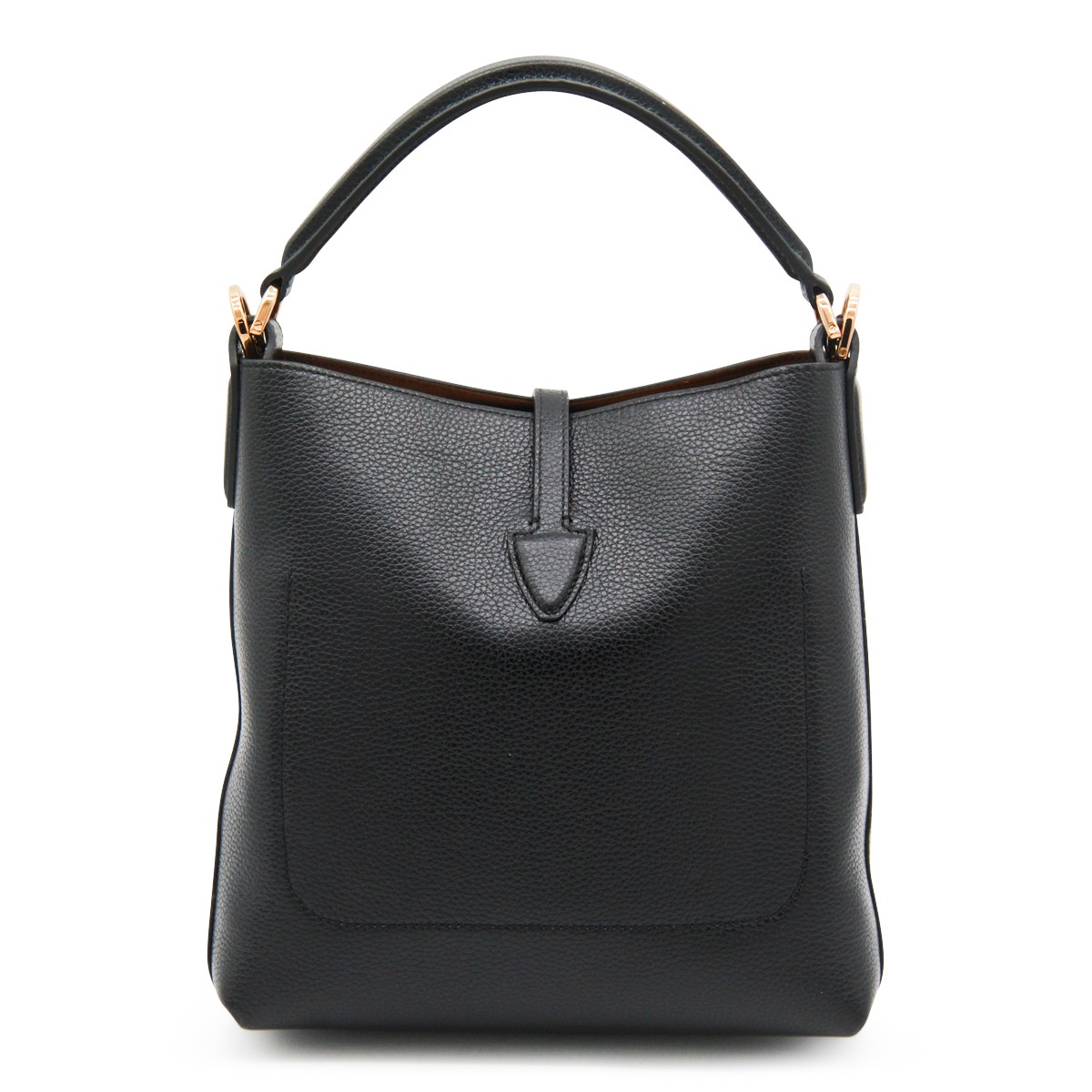 BLACK LEATHER T TOP HANDLE BAG