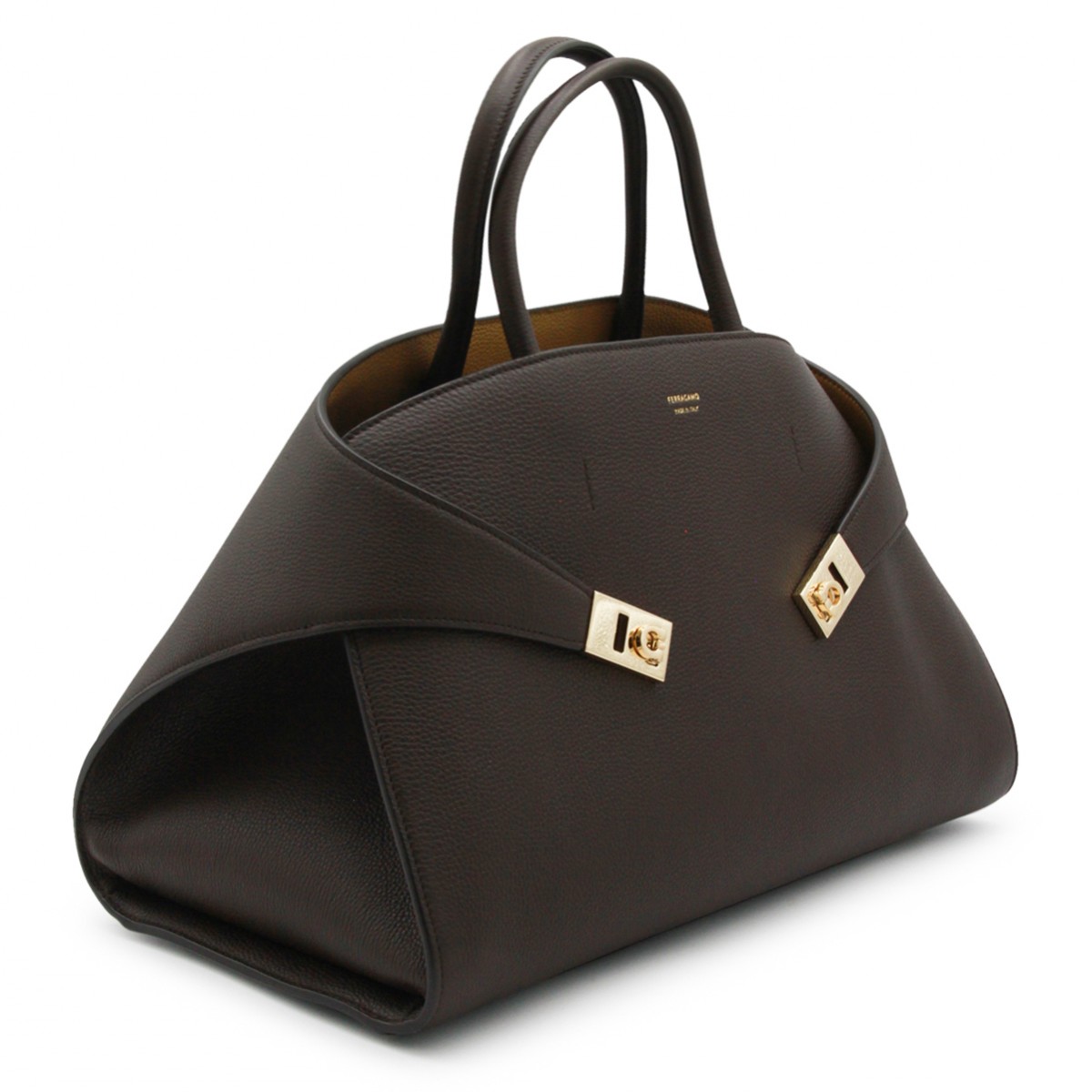 BROWN LEATHER HUG TH M TOP HANDLE BAG BROWN LEATHER HUG TH M TOP HANDLE BAG