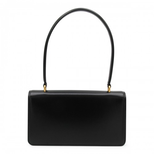 BLACK LEATHER VAIN SHOULDER BAG