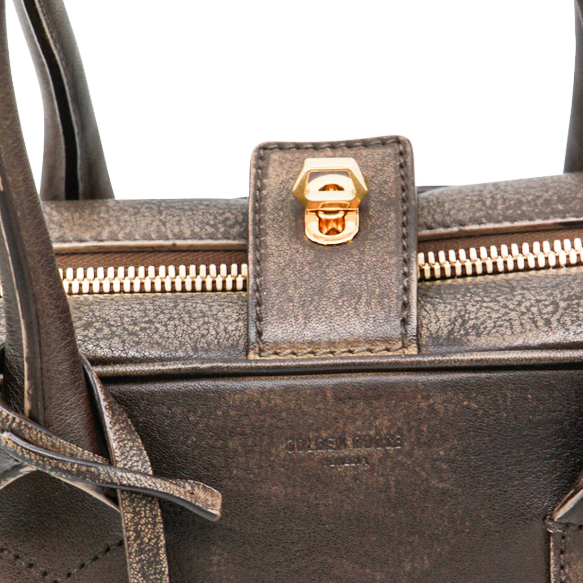 BROWN LEATHER TOP HANDLE BAG
