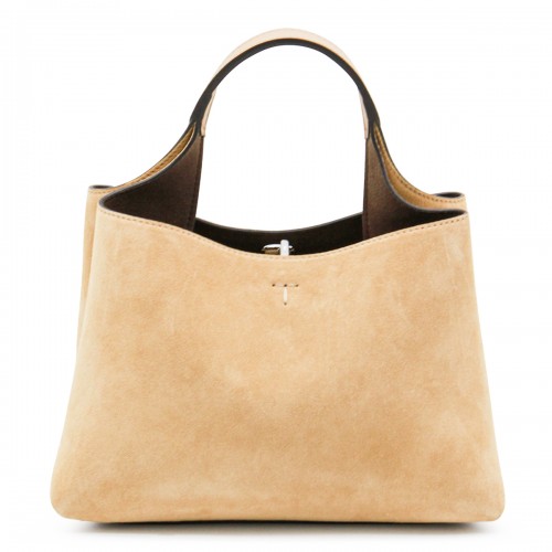 CREAM LEATHER TOP HANDLE BAG