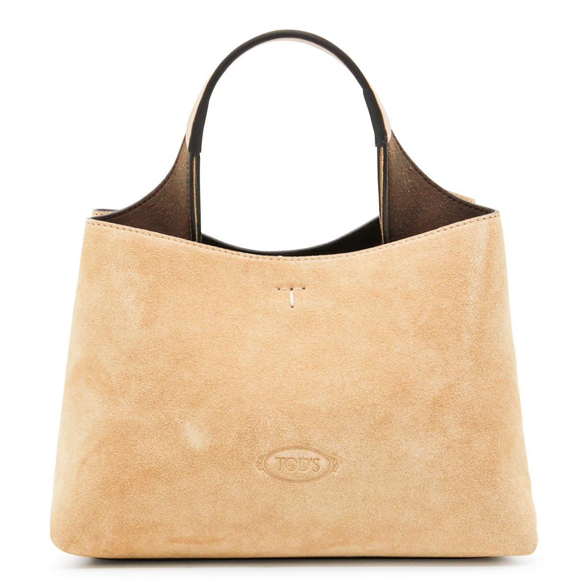 CREAM LEATHER TOP HANDLE BAG