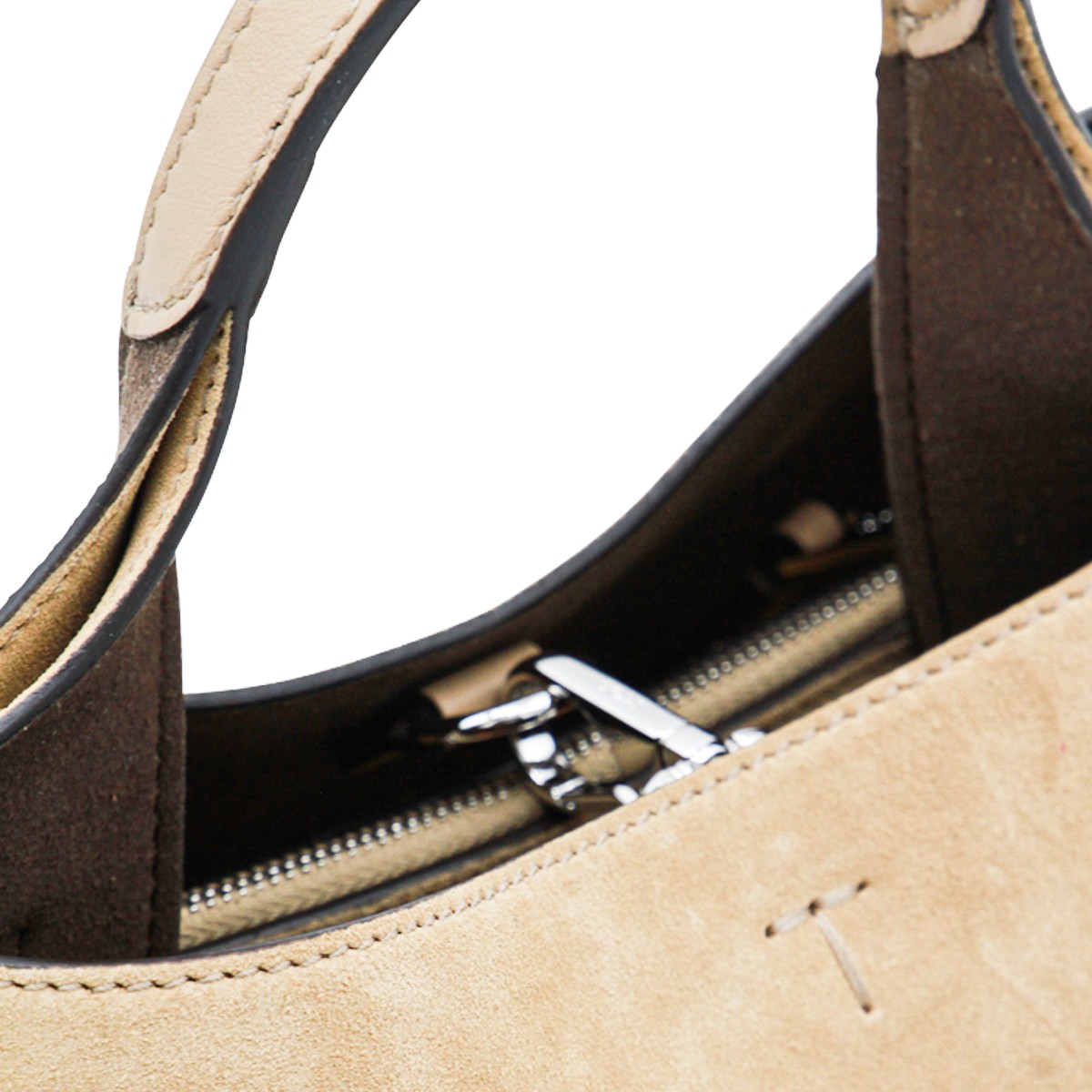 CREAM LEATHER TOP HANDLE BAG