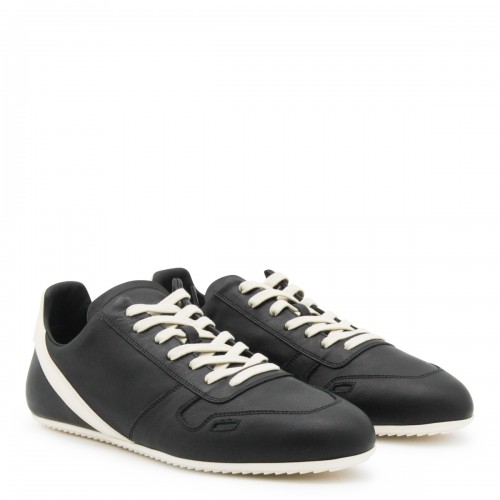 BLACK LEATHER MINIMAL SNEAKERS 2