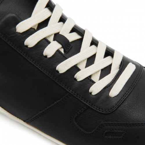 BLACK LEATHER MINIMAL SNEAKERS